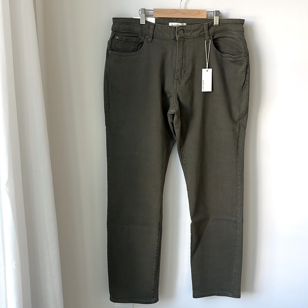 NWT Warp + Weft AMS Amsterdam Slim Jeans Pants in Moss Green Size 36 X 32